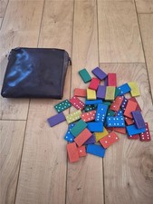 VINTAGE 55 COLORED DOMINOES DOMINO IN FRANKLIN SOFT VINYL CASE ZIPPER