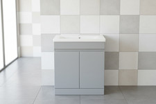 Gloss Light Grey Bathroom Vanity Unit with Basin 500 600 700 800mm Handleless