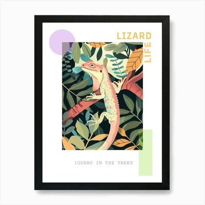 Leguan in den Bäumen modern abstrakt gerahmt Wandbild Poster Leinwanddruck Bild