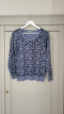 Cardigan manches longues bleu lavande motif léopard taille 38 - Photo 1/4