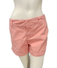 Tommy Hilfiger Women s Chino Shorts Size 8 Peach Coral Pink 100 Cotton Cuffed