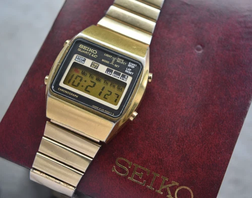 November 1977 Vintage Seiko Digial Gold Men's Watch Boxed Chronograph LCD Rare