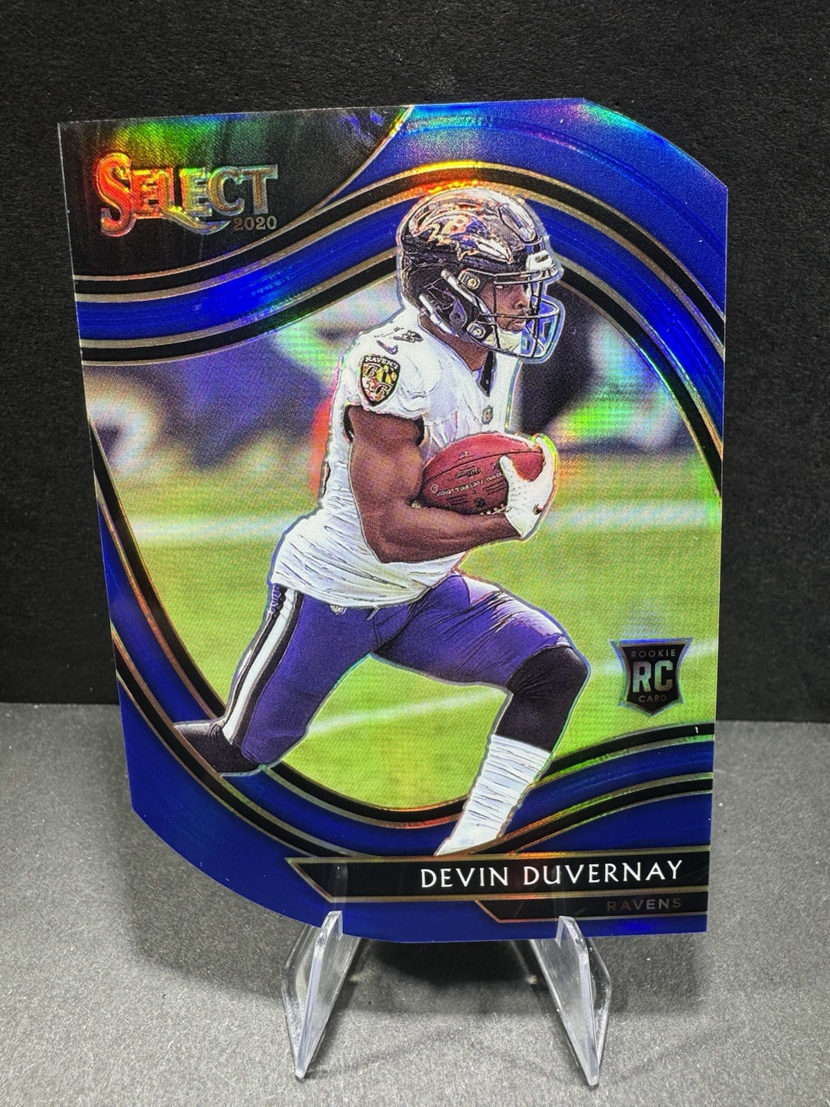 2020 Panini Select - Field Level Devin Duvernay #377 Blue Prizm Die-Cut (RC)