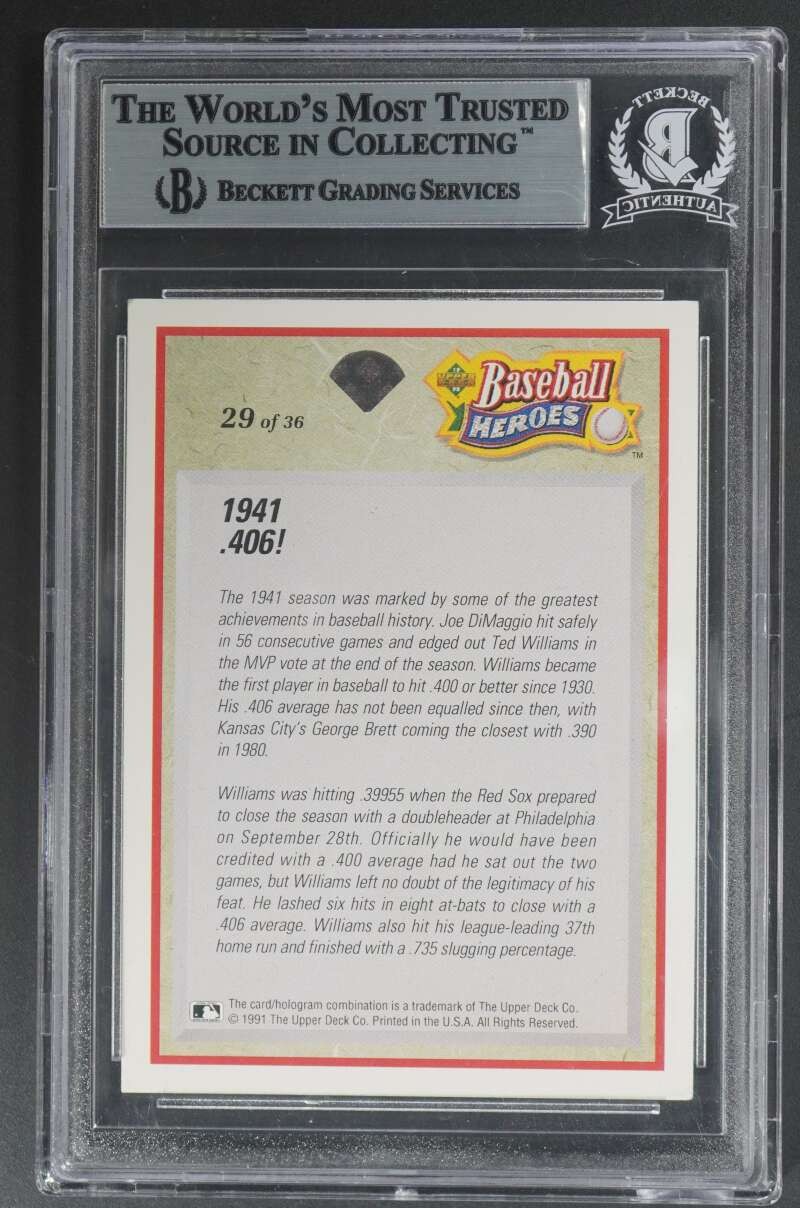 1992 UD Baseball Heroes Ted Williams Signed Auto PSA/DNA Authentic DZ3811 view 2