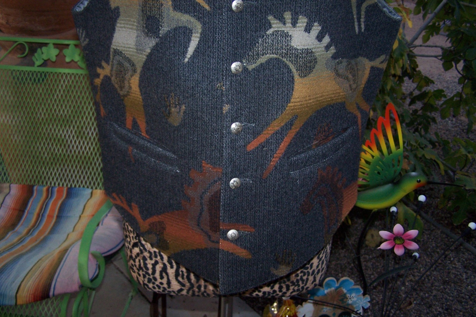 RARE VTG Pendleton Wool Running Horse Indian Blanket Design Vest L Men or Women image 5