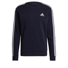 Adidas Men Essentials Fleece 3-Stripes Sweatshirt Medium Brand New Dark Blue