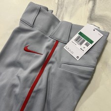 Nike Boys XL Grey Red Stripe Baseball Pants BQ6444-056 NWT Kids 18-20