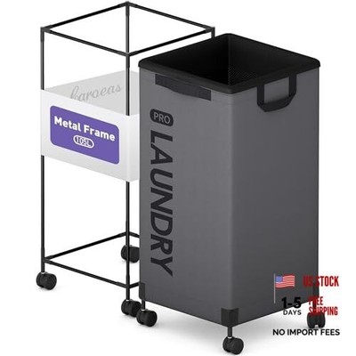 Next-Gen 105L Matel Frame Laundry Basket with wheels, Heavy Duty 100L Grey
