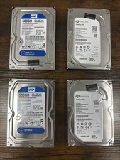Lot of 4 500GB 3.5" SATA Hard Drives (2TB Total) Seagate & WD Blue Wiped Tested
