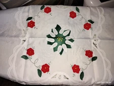NEW!! TABLE Top ,36". Square Edelweiss, Enzian.Polyester Linen (Applique).