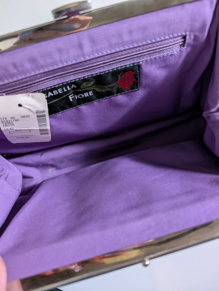 Bolso de Hombro Vintage Isabella Fiore Bordado Floral Negro Púrpura Flores Foto 3 de 4