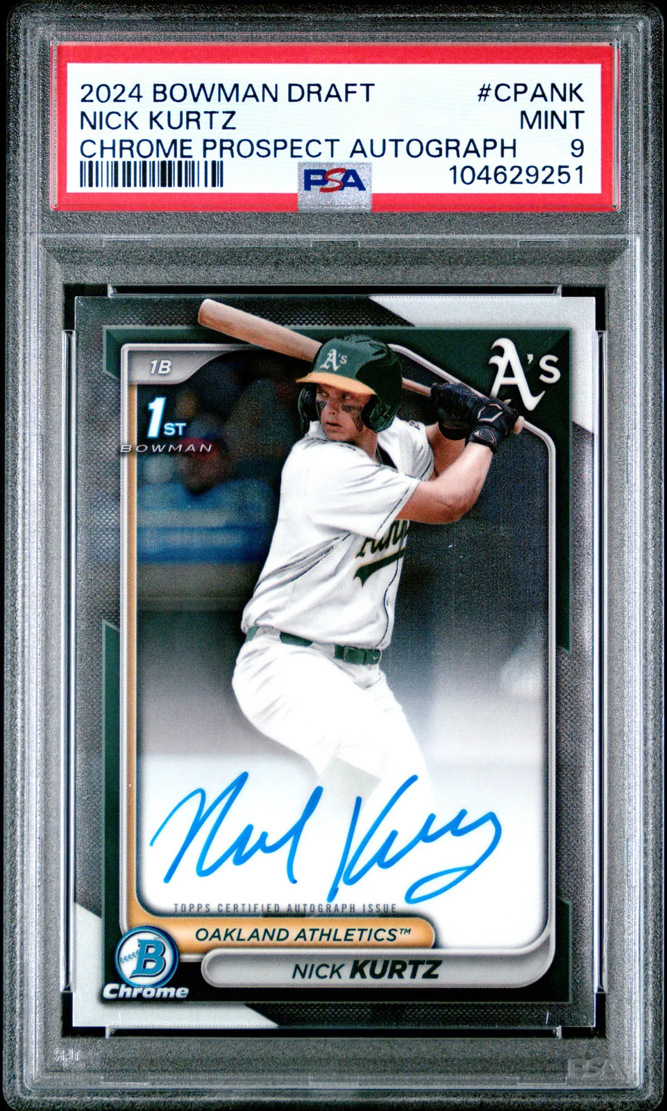 2024 Bowman Draft Chrome Prospect Autographs Nick Kurtz #CPANK PSA 9