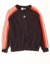 ADIDAS Womens Sweatshirt Jumper UK 12 Medium Black Colourblock Cotton BD39
