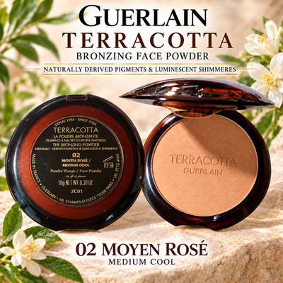 GUERLAIN TERRACOTTA BRONZING POWDER LIGHT SHIMMER 02 MEDIUM COOL  0.3 OZ