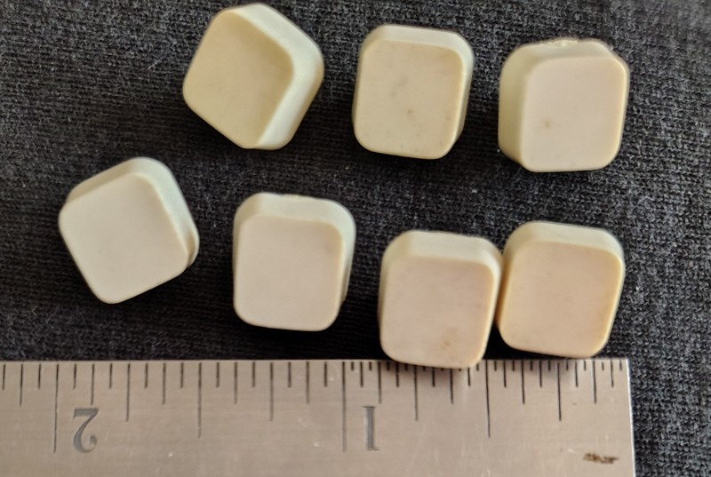 Lot of 7 Vintage Cream Square Shank Buttons 1/2" Mid Century Plastic Sewing Butt