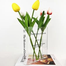 Acrylic Book Vase for Flowers, Modern Aesthetic Flowers Vase for Bookshelf, D...