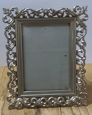 Burnes of Boston Metal Picture Frame 5x7 Scroll Vine Fluer De Lis Pewter Tone