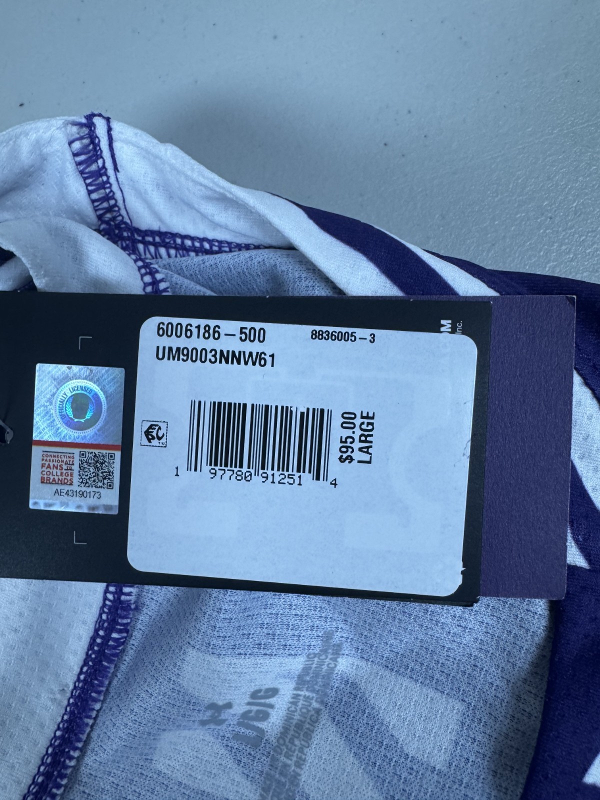 Under Armour Men's Northwestern Wildcats Purple Basketball Jersey #1 Size L