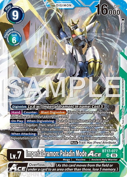 BT17-077 Imperialdramon: Paladin Mode ACE : Super Rare Foil : AD01: Advanced Boo