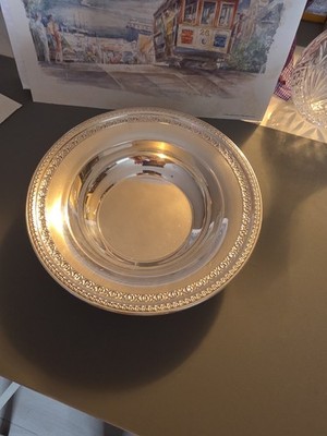 Vintage Silver - Plated Round Serving Centerpiece Bowl With Ornate Enbassed...