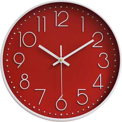 Wall Clocks Battery Operated Non-Ticking Red Clock 12 Inch Kitchen Wall Clock Qu