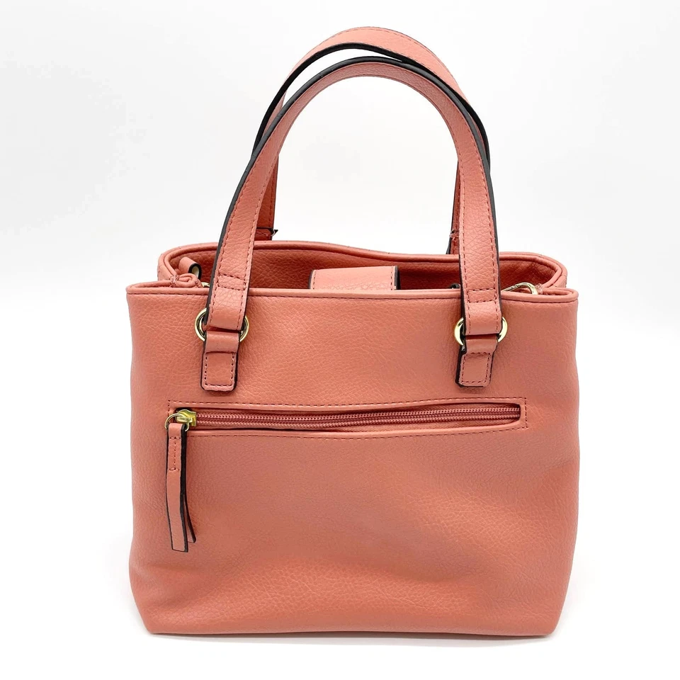 Bolso de mano Nicole Miller acolchado rosa coral asa superior bandolera correa Foto 2 de 4