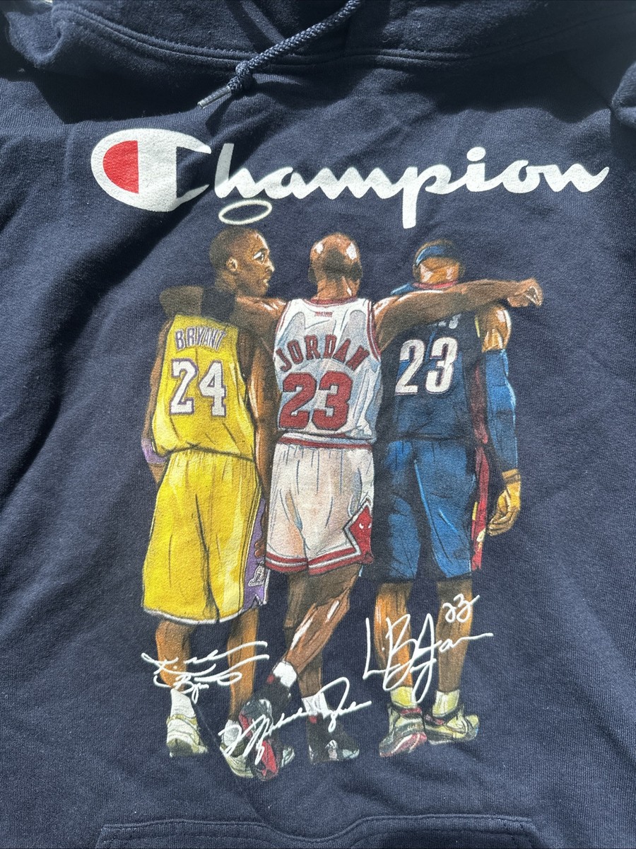 Kobe Bryant Michael Jordan LeBron James Signatures Champion Sweatshirt  Hoodie Lg