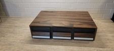 Vintage 3-drawer audio cassette tape storage case faux wood grain finish