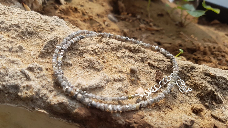 Collana in argento sterling 925 con pietre preziose con diamanti bianchi +... - Immagine 4 di 4