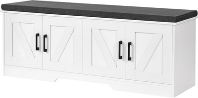 Stylish 2-Tier Storage Bench with Padded Seat Cushion for Entryway or Living Roo