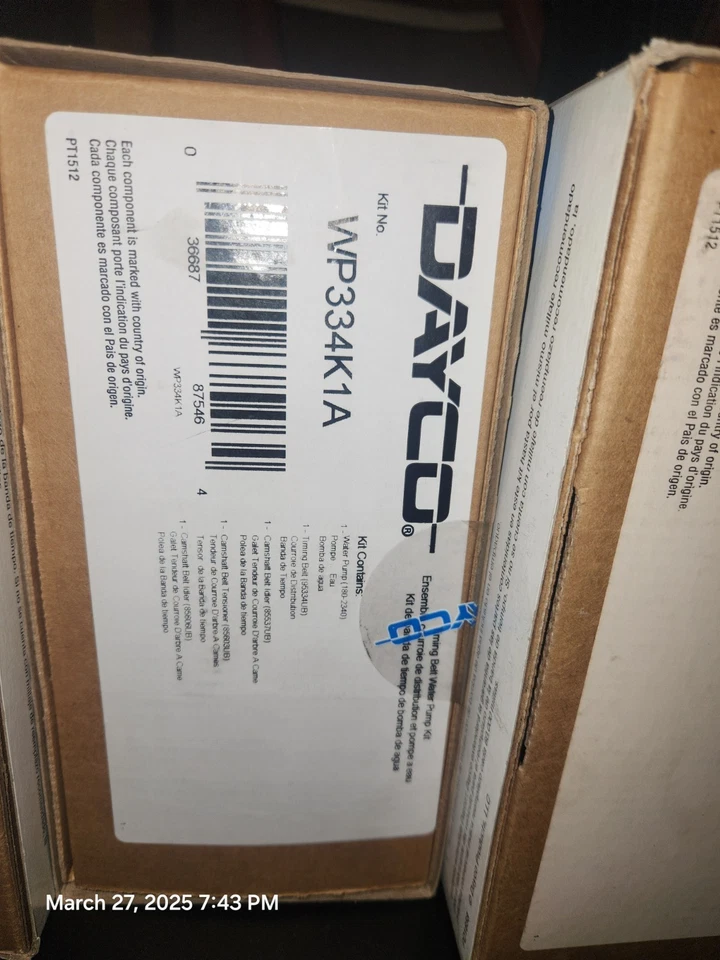 Kit de correa de distribución de motor Dayco WP334K1A con bomba de agua Foto 2 de 2