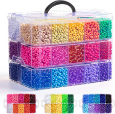10000Pcs Pony Beads 30 Colors 6x9mm Kandi Beads Bulk for Bracelets Crafts