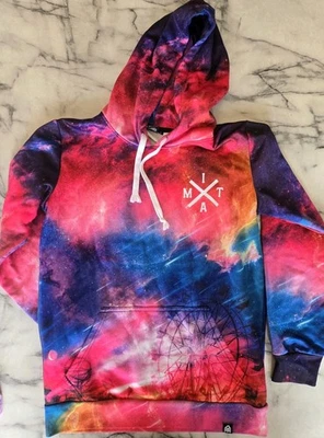 INTO THE AM Unisex Small Festival Galaxy All Over Print Pullover Hoodie New - Photo 1/3