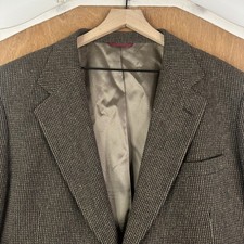 VTG Jos A Bank Blazer Mens 46L Brown Tweed 2 Button 100 Wool Jacket sport Coat