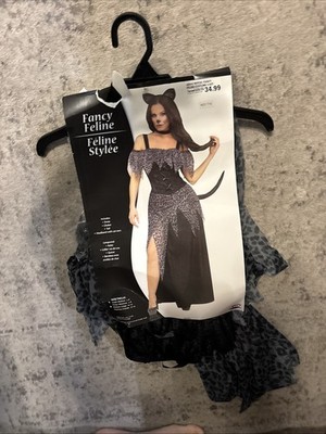 Womens FANCY FELINE Sexy Cat Halloween Costume Dress Size Sm/Med 2 4 6 8 NWT