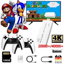 4K Retro Videospielkonsole 40000+ Spiele,USB TV-Stick mit 2x Kabellose Konsole