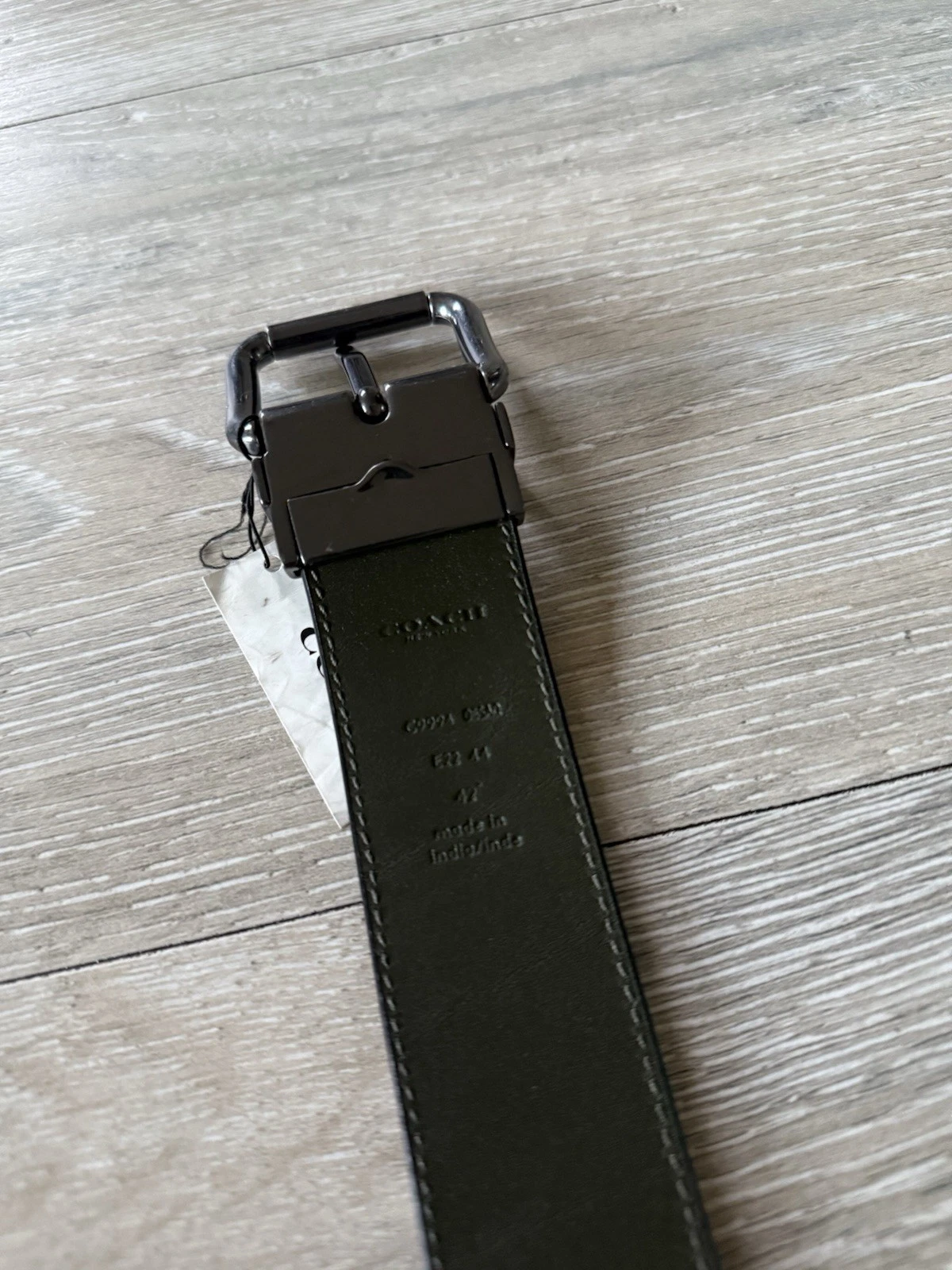 Cintura Coach uomo classica verde firma monogramma logo pelle verde taglia 42