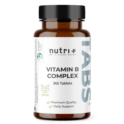 NUTRI-PLUS Comprimidos Complejo Vitamina B - Alta Dosis y Vegano - 365 Comprimidos Vitamina B