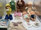 Vintage Cabbage Patch Kids Lot Dolls Shoes Bank Outfit Plates Mattel Baby CPK