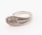 925 Sterling Silver Vintage Ring Modernist CZ Textured Leaf Band  Sz 6  RG36371 — photo 2