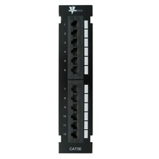Vertical Cable Cat5e 12 Port Vertical Mini Patch Panel with Mounting Bracket