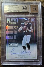 2016 Contenders PLAYOFF Ticket Carson Wentz #302A RC AU/25 BGS 9.5 10 Auto