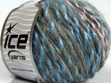 8-Skein Lot Ice Yarns Baby Twist Yarn Bulky grey blue pink