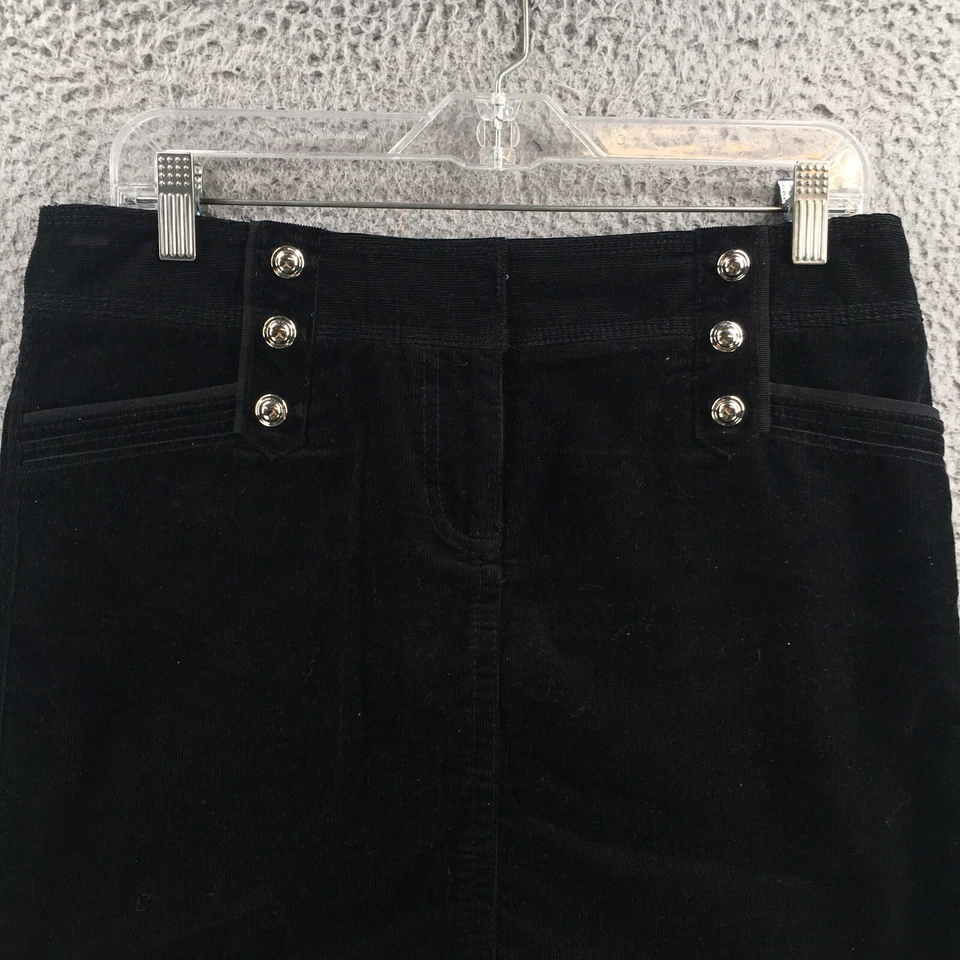 Minifalda de pana White House Black Market para mujer 6 negra gancho y ojo cremallera mosca Foto 2 de 4