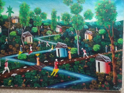 ÖLGEMÄLDE AUF LEINWAND HAITIANISCH: DAS DORF SIGNIERT JEAN - BAPTISTE, EDDY - Bild 7 von 10