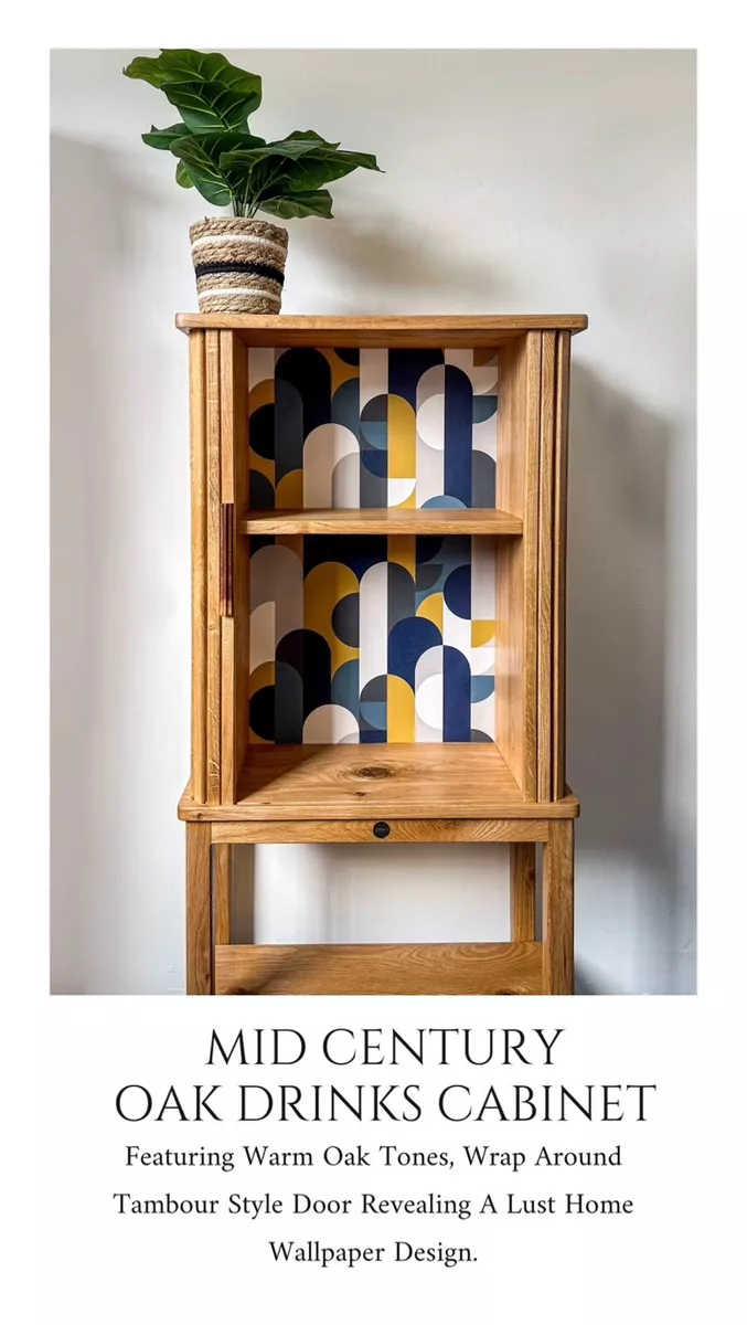 Mid Century Solid Oak Drinks Cabinet eBay