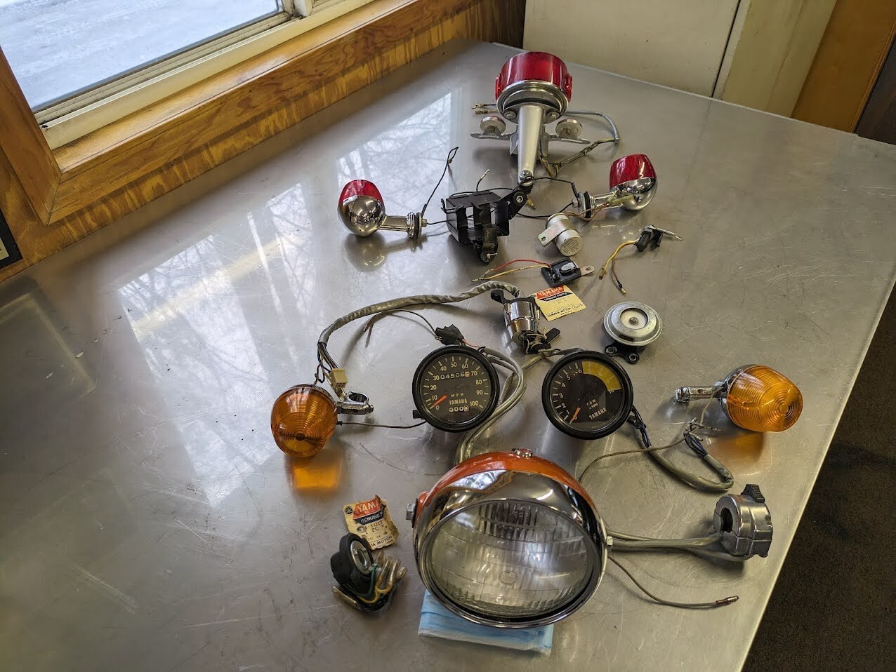 1971 Yamaha Dt1 / RT1 enduro misc. parts group. Lights, Blinkers