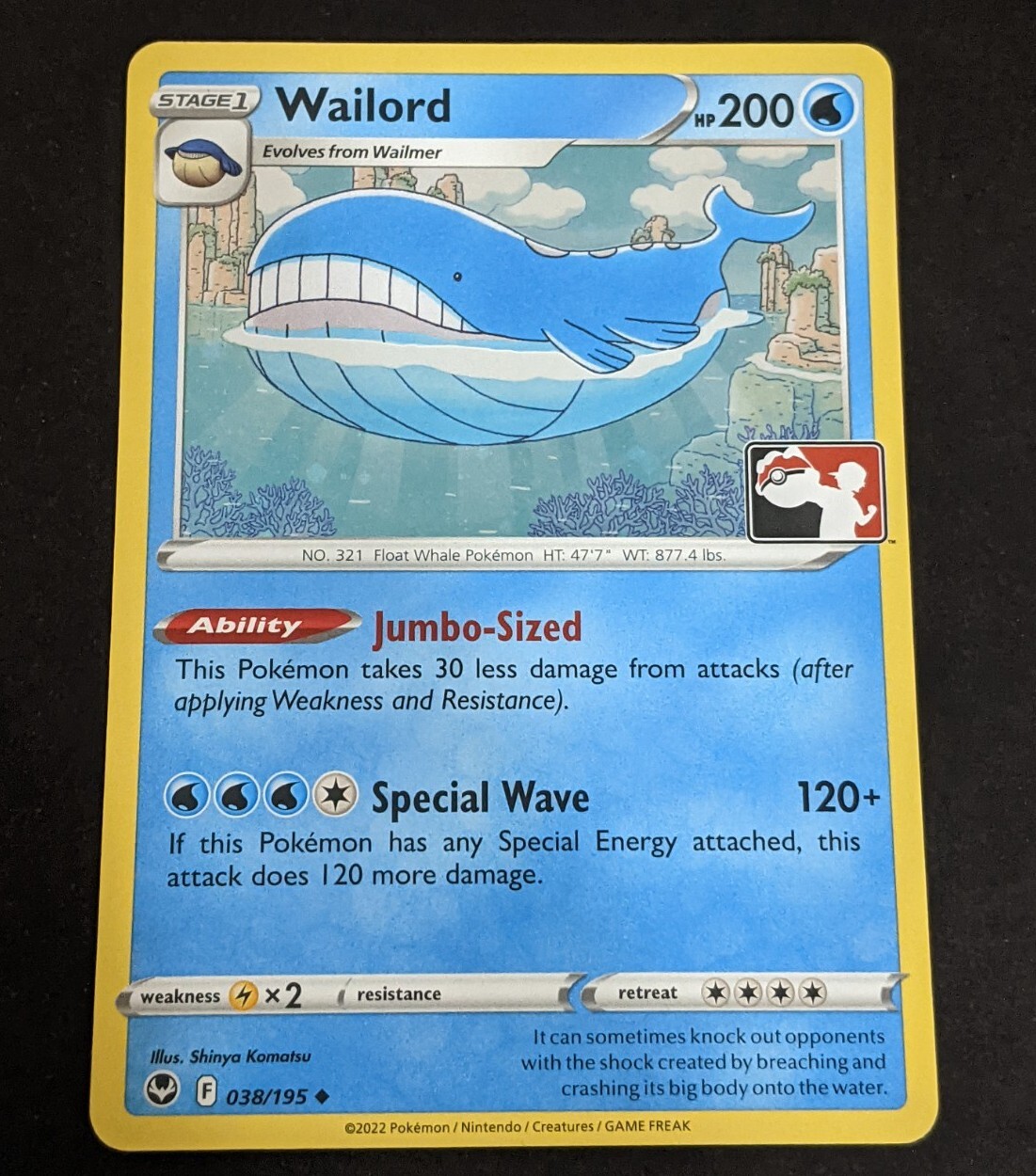 Holo PACK FRESH Wailord #38 HOLO Prize pack Play! Pokemon Stamped