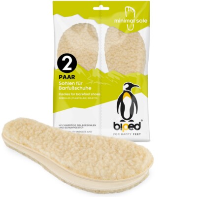 biped minimal sole BURGOS - 2 Paar Wollsohlen, spezielle Form für Barfußschuhe
