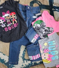 NEW Girl XS 4-5 Mixed Lot 3 T-SHIRT 3 DEMIN JEANS L.O.L KOALA JOJO SPRING SUMMER
